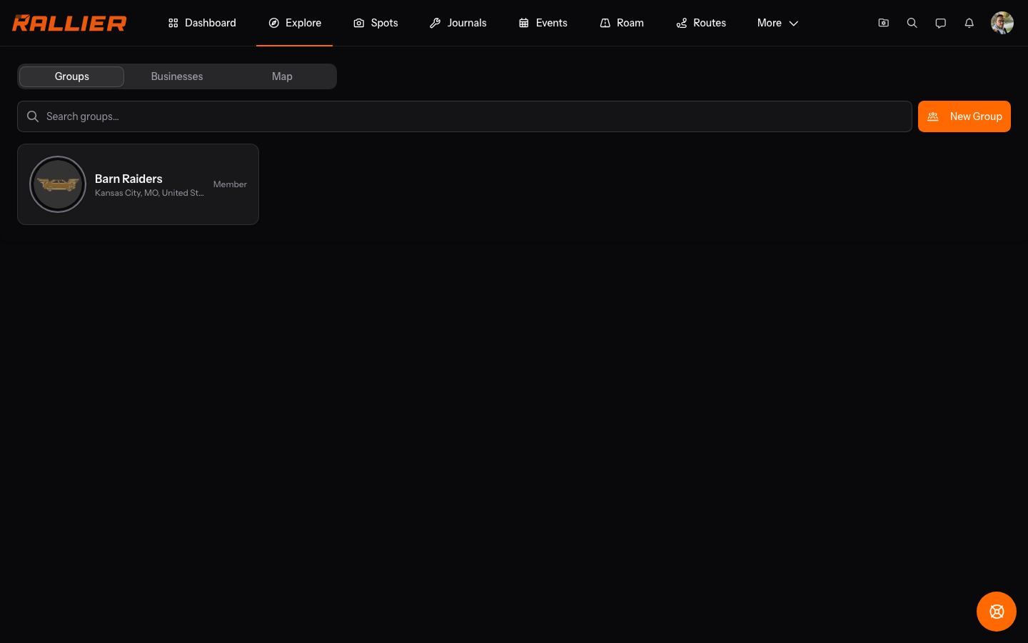 The Explore directory on the web with the club list and search box
